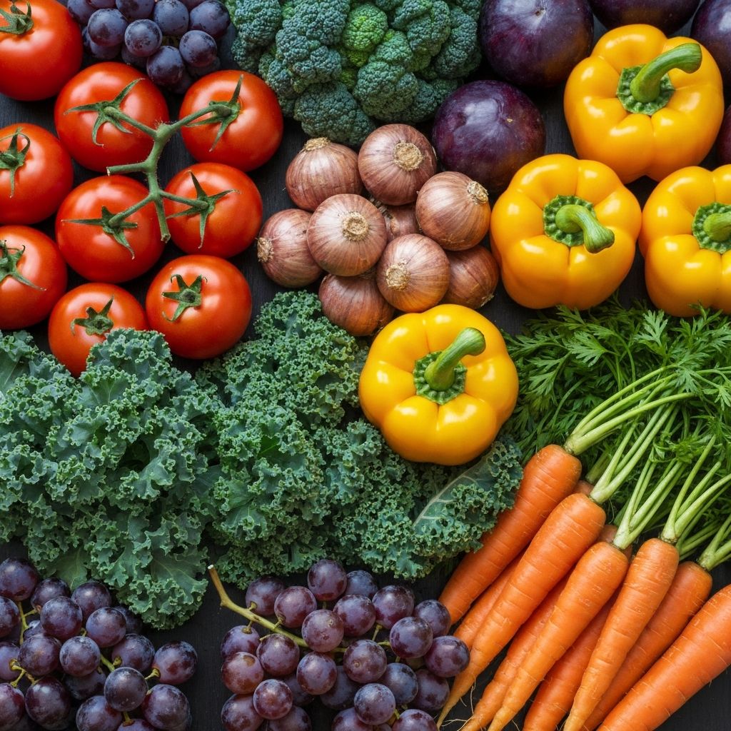 Colorful foods rich in vitamins and minerals