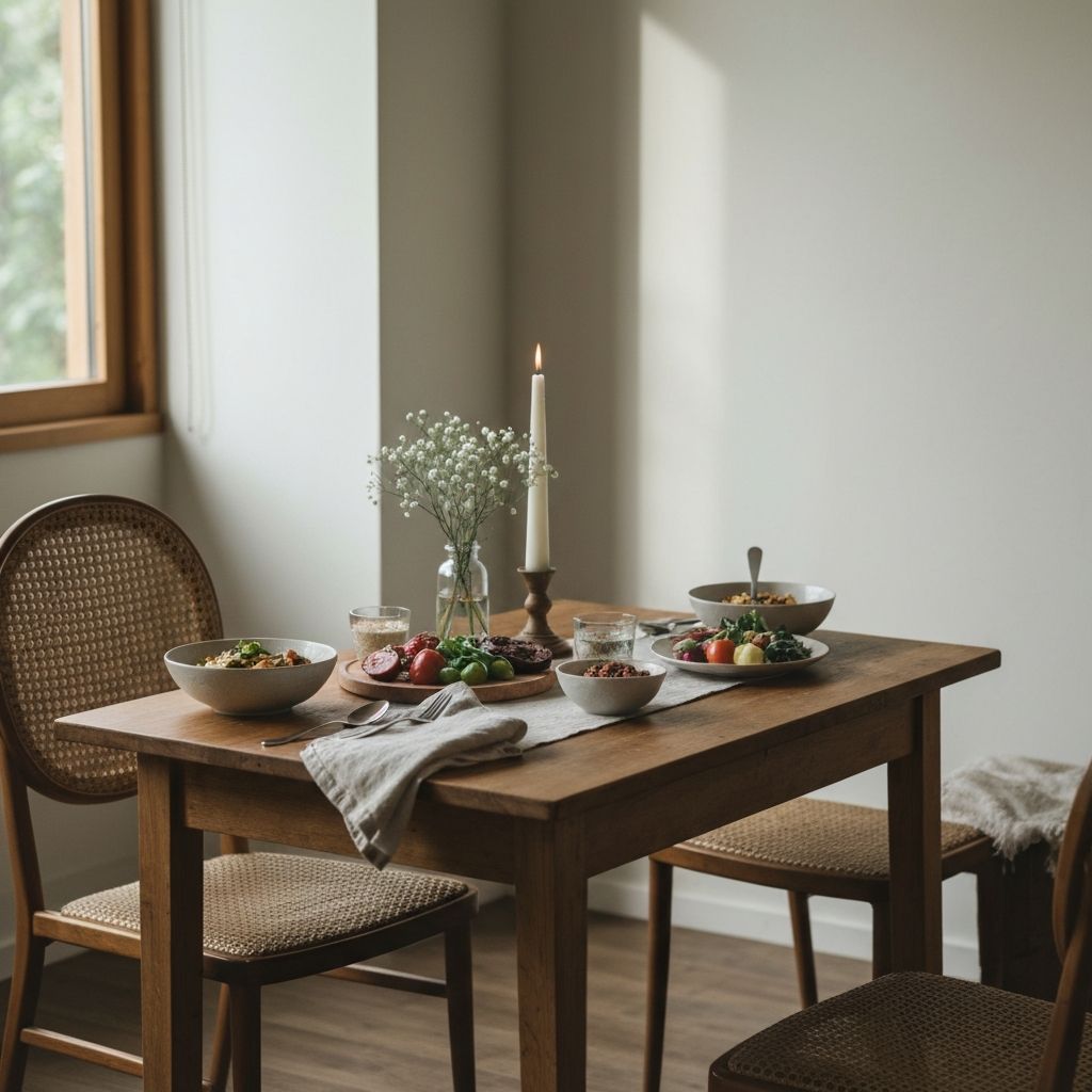 Serene mindful dining scene